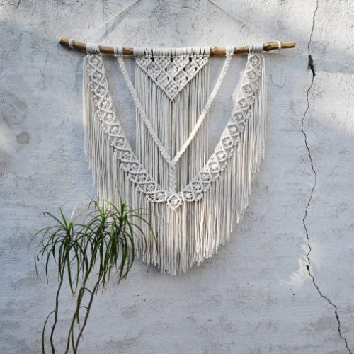 Macramé krémové V XXL